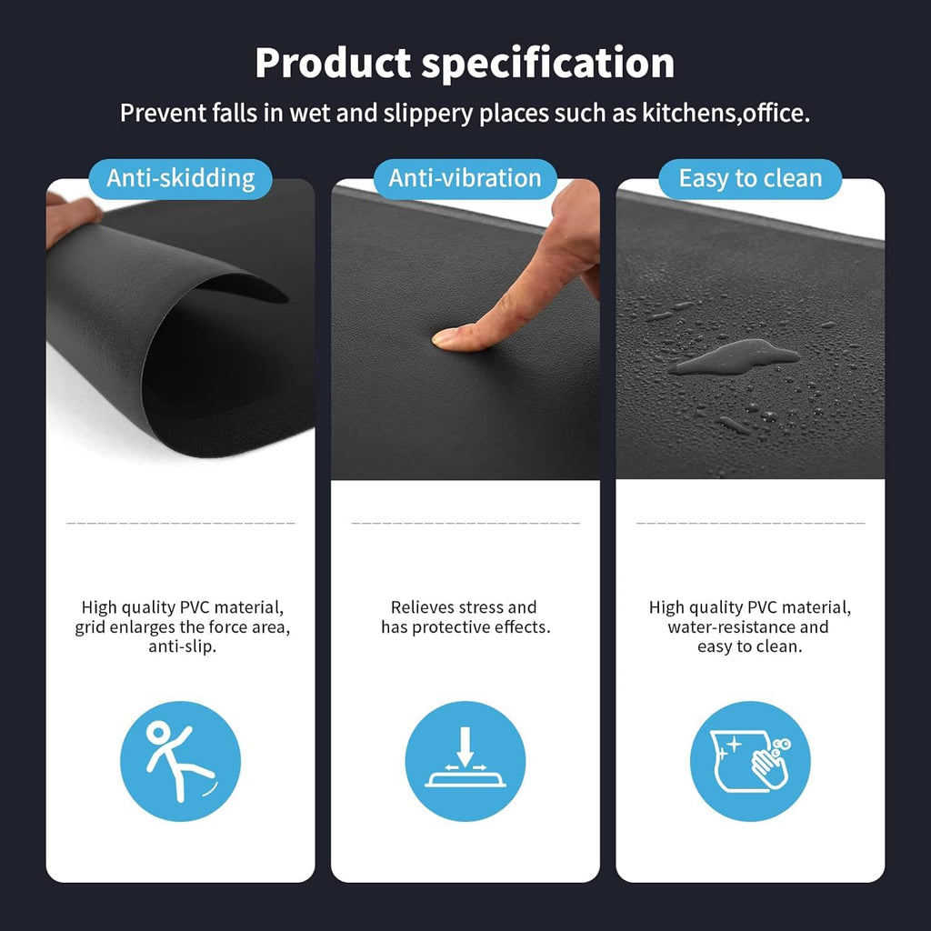 Art3d Industrial Anti-Fatigue Floor Mat (40"x17.3"x1/2", Black)