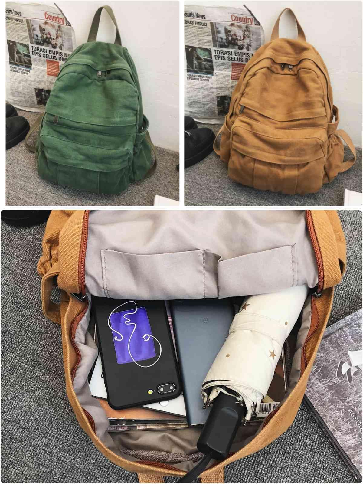 Canvas Backpack for Women Men Retro Aesthetic Rucksack Vintage Backpack for College Travel Laptop Bag