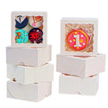 JCXGRVC 100Pack 4x4x2 Inch Cookies Boxes with Window Bakery Boxes for Chocolates, Strawberries, Cupcakes & Mini Cakes - Kraft Paper