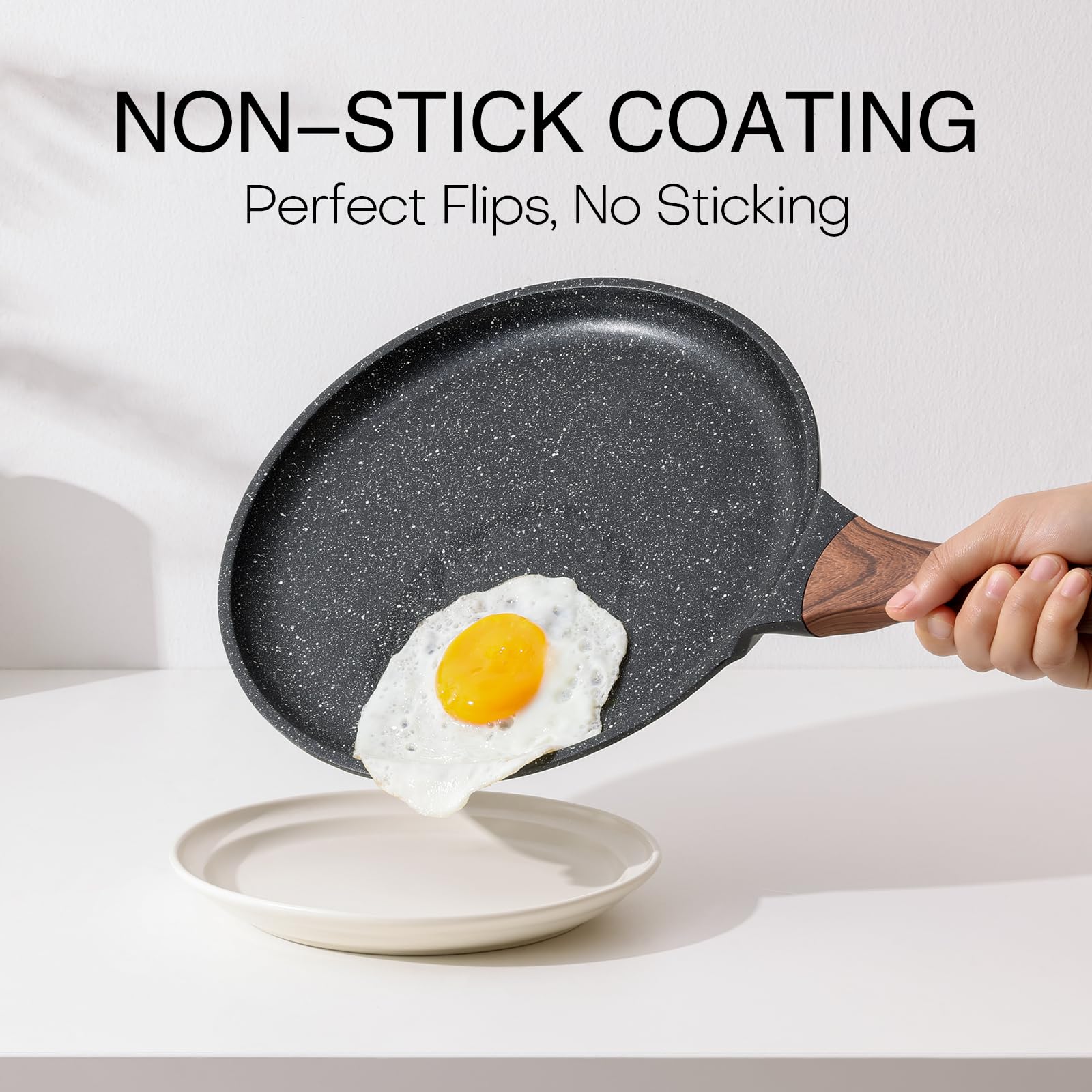 Kordisen Crepe Pan Nonstick, 12 Inch Granite Coating Comales para Tortillas Dosa Pan with Spreader, Induction Compatible, PFOA Free
