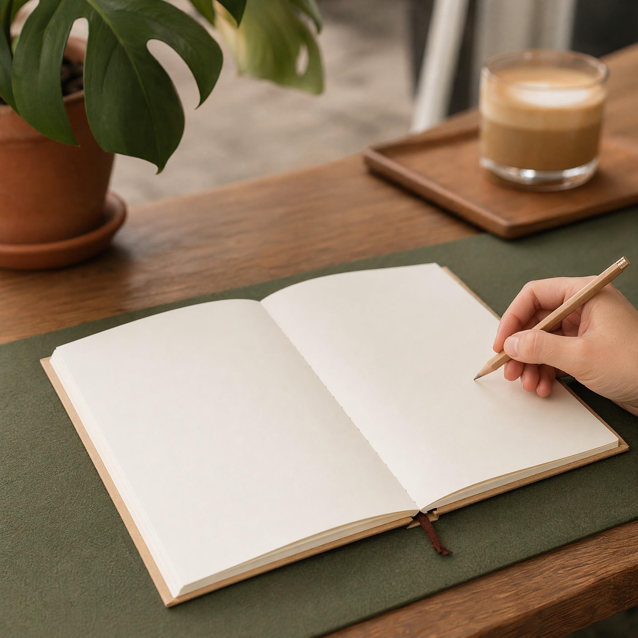 ZEAYEA 4 Pack A5 Blank Notebook Journal, 6 x 8.5 Inch Hardcover Notebook, 120 Sheets/ 240 Pages Per Book, 100gsm Thick Paper, Kraft Unlined Sketch Book for Student, Office, School and Journal Refills