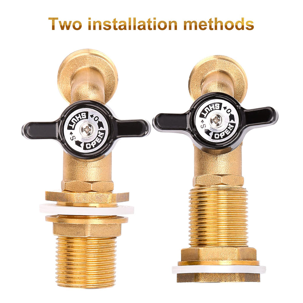 WADEO Rain Barrel Spigot Kit Brass Rain Barrel Quarter Turn Ball Valve Spigot with Bulkhead Fitting Black
