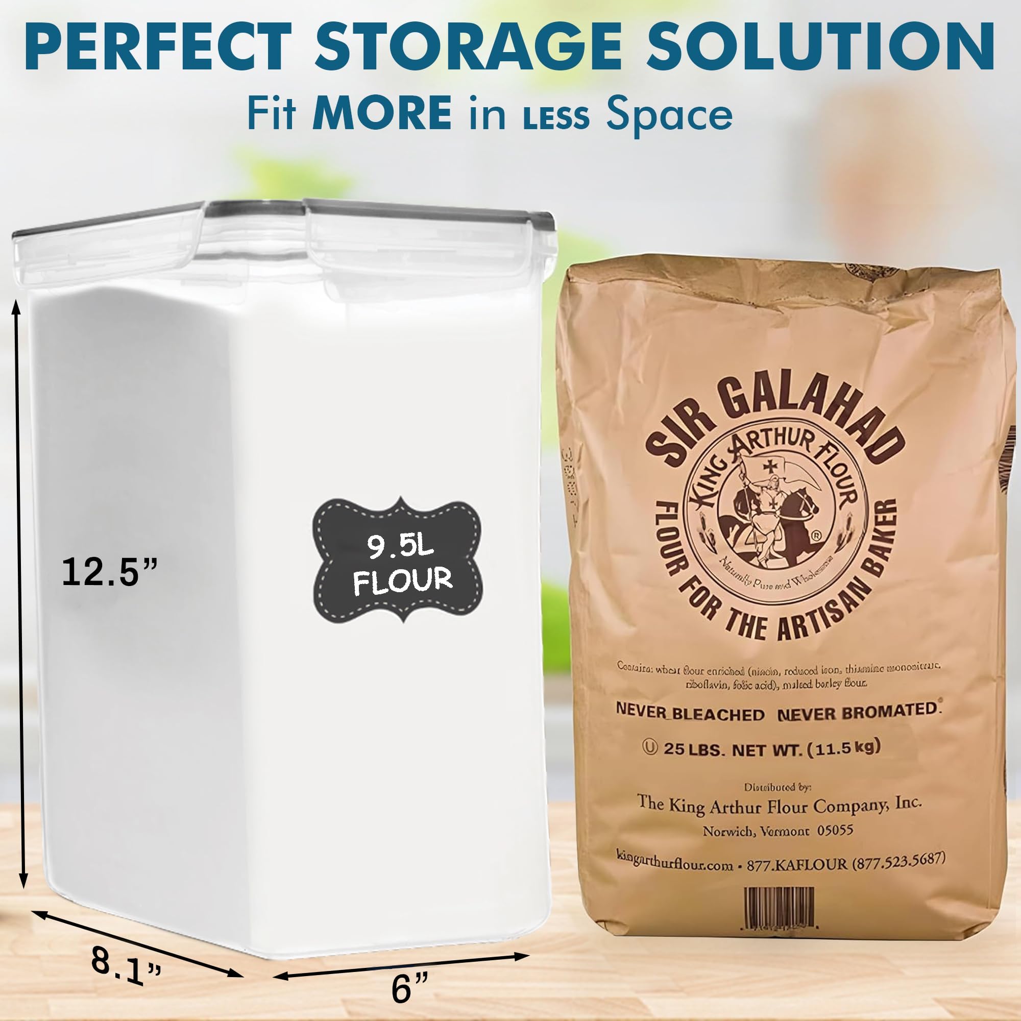 Shazo 2 PC (9.5L | 321 Oz) Flour Sugar Storage Containers - Plastic Extra Large Food Storage Containers with Lids, BPA Free Airtight Kitchen Canister Set for Rice, Cereal & Pasta