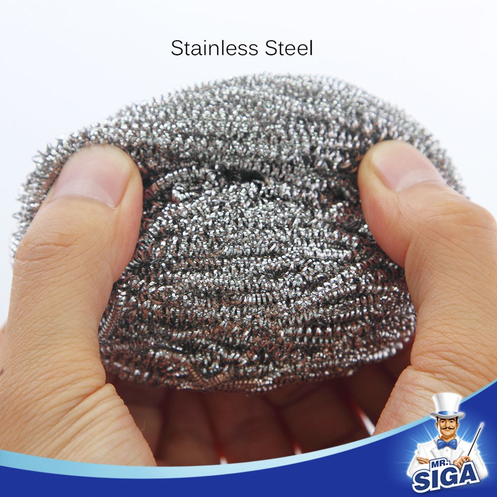 MR.SIGA Stainless Steel Scourer,Pack of 12,30g
