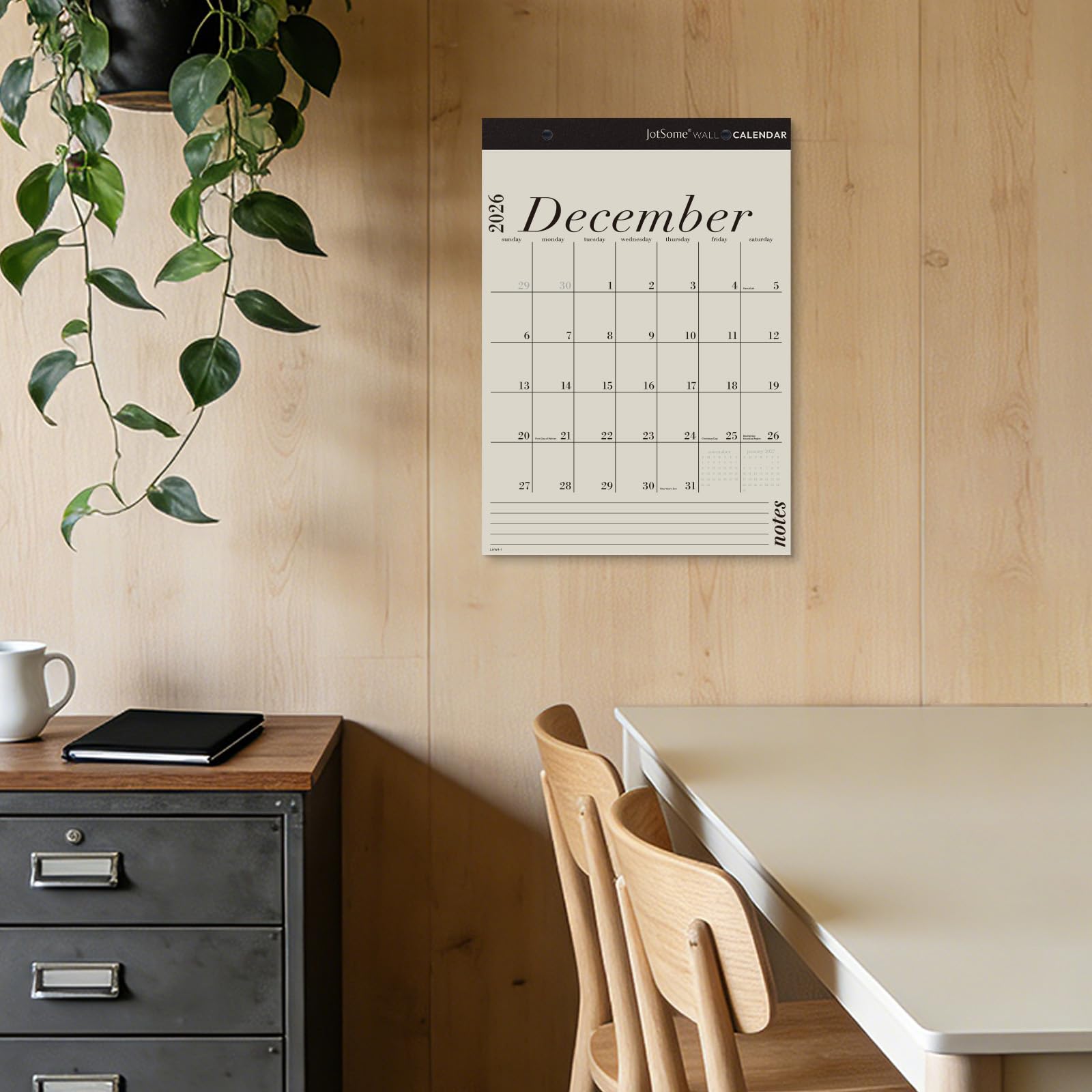 Jotsome Wall Calendar 2026-2027, 18 Months Large Monthly Calendar from Now to June 2027, 12"x17", Large Day Block, Hanging Wall Calendar with Notes for Home & Office Organizing, Minimalist
