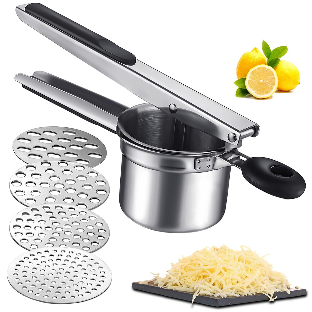 Potato Ricer, Large Stainless Steel Ricer for Potatoes, Potato Masher Heavy Duty for Mashed Potatoes, Strain Vegetables