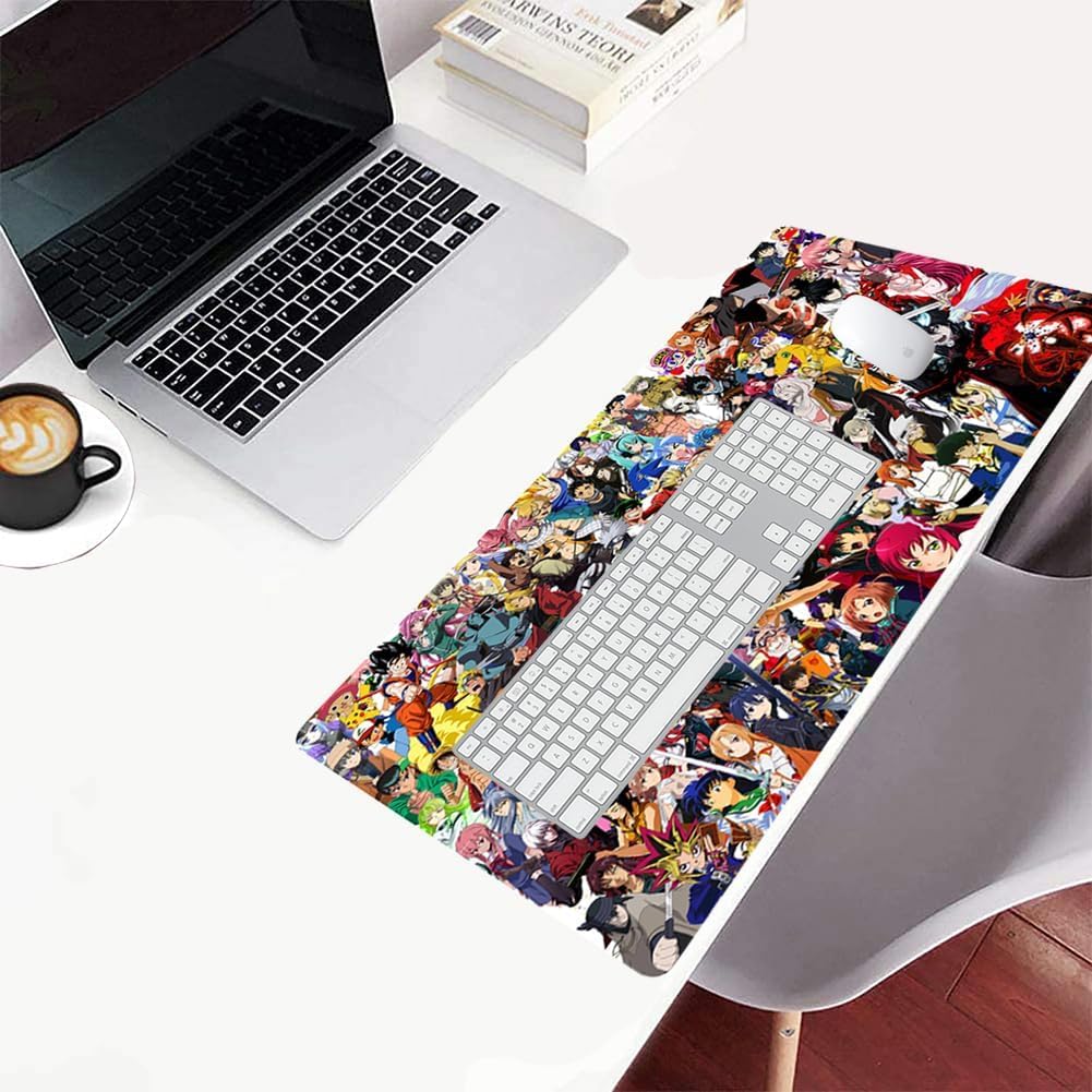 KINPLE Extended Large Gaming Mouse Pad, Full Desk Keyboard Mouse Pad, XXL Bigmouse Pad with Anime, Waterproof and Anti-Skid for Office Desk Decor (23.6×11.8×0.1 inch)