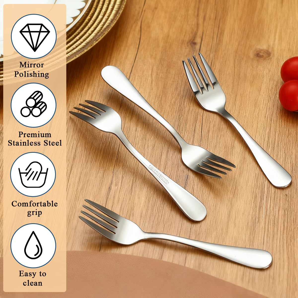 Cake Forks Set of 24, Stainless Steel 14cm Dessert Fork for Cocktail, Dessert, Cake, Tea, Fruit, Cheese, Appetizer Small Forks for Party, Hotel, Restaurant, Cafes