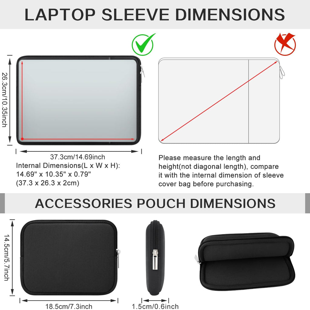 RAINYEAR 16 Inch Laptop Sleeve Soft Case with Front Pocket & Accessories Pouch, Specially Compatible with 16" MacBook M1 M2 M3 M4 M5 A2141 A2485 A2780 A2991 A3403 A3186 A3428 A3429(Black)