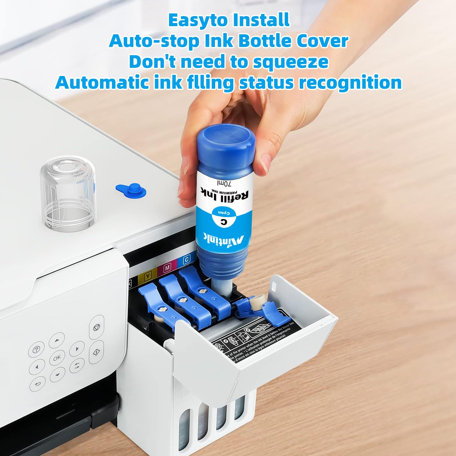 522 Ink Replacement for Epson 522 Ink Refill Bottles Work for Ecotank ET-2800 ET-2720 ET-2803 ET-2400 ET-4800 ET-2720 ET-4700 ET-2840 ET-4810 Printer