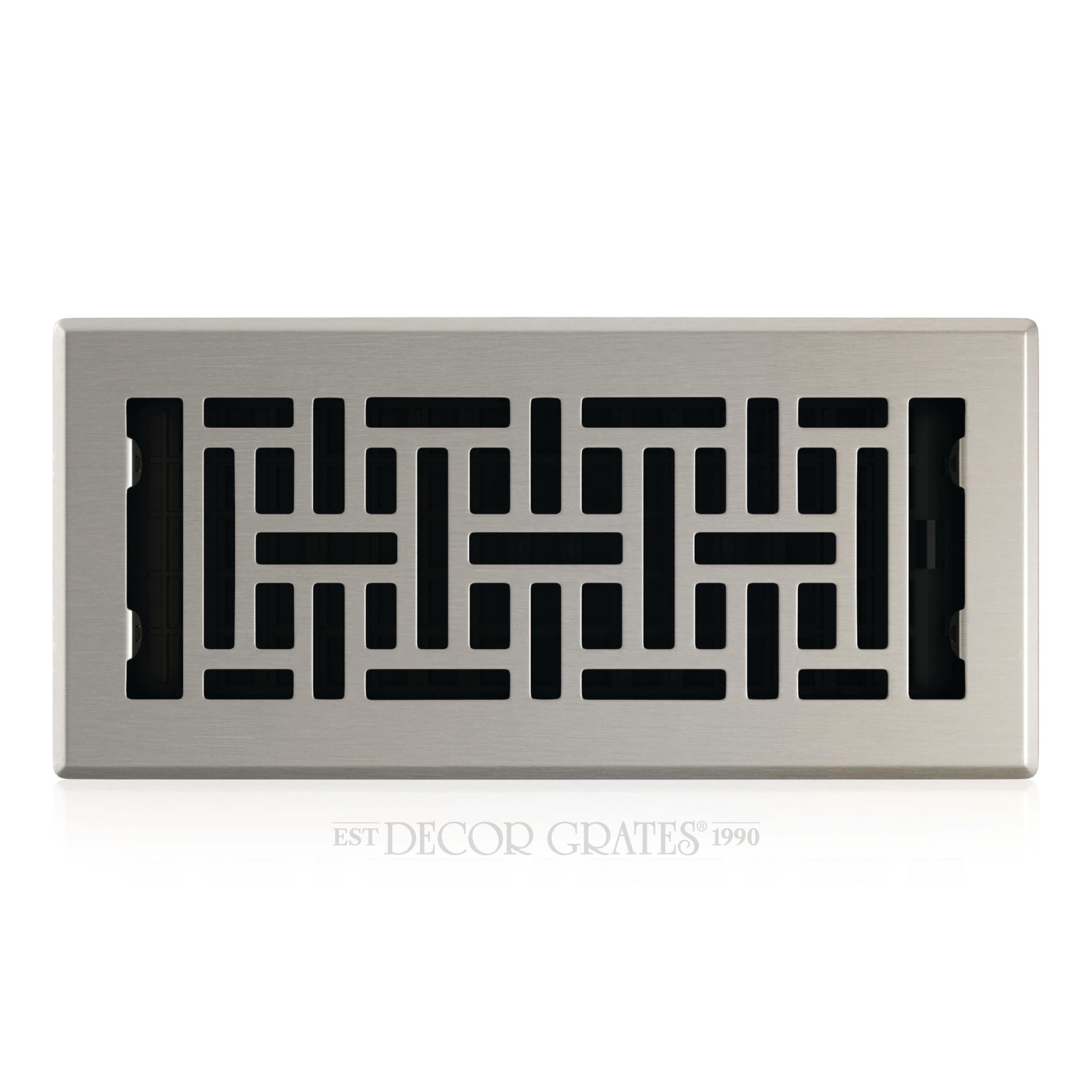 Decor Grates AJH410-NKL 4-Inch by 10-Inch Oriental Floor Register, Brushed Nickel