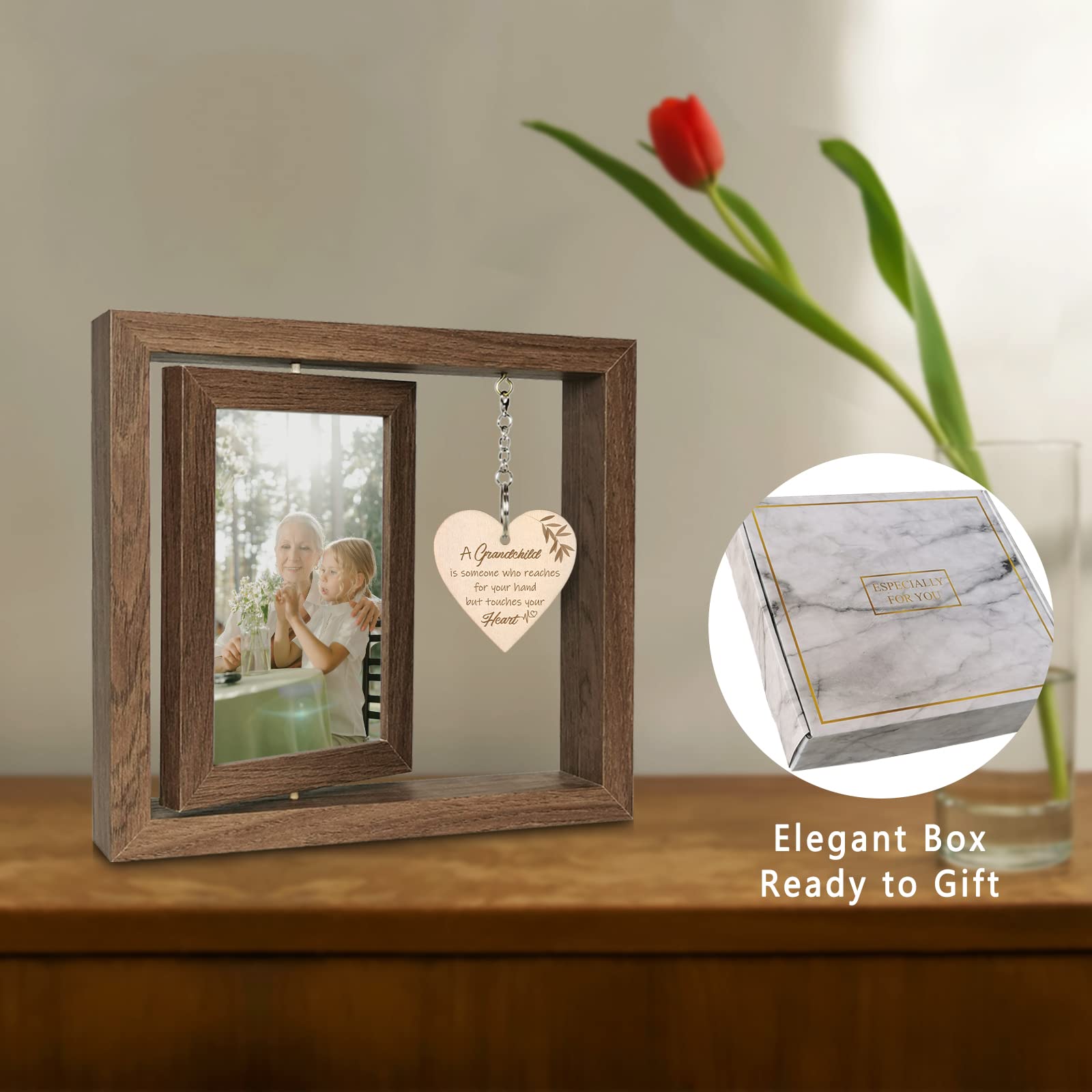 A Grandchild is Someone Who Reaches for Your Hands but Touches Your Heart Picture Frame New Grandma Gifts First Time Grandparents Gifts, Display Two 4x6 Inch