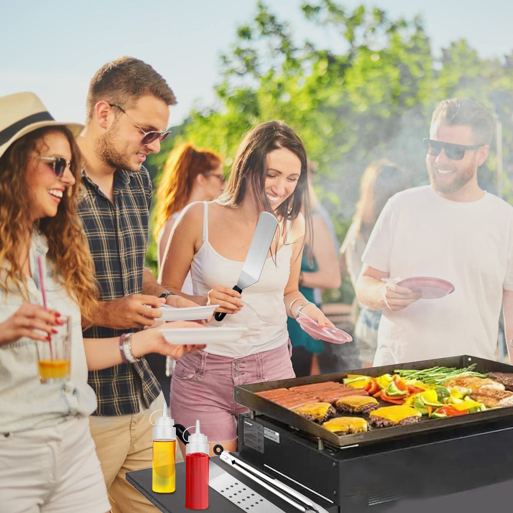 Onlyflame 10PCS Professional BBQ Griddle Tool Kit for Flat Top Grill - Stainless Steel & Plastic Accessories with Carry Bag