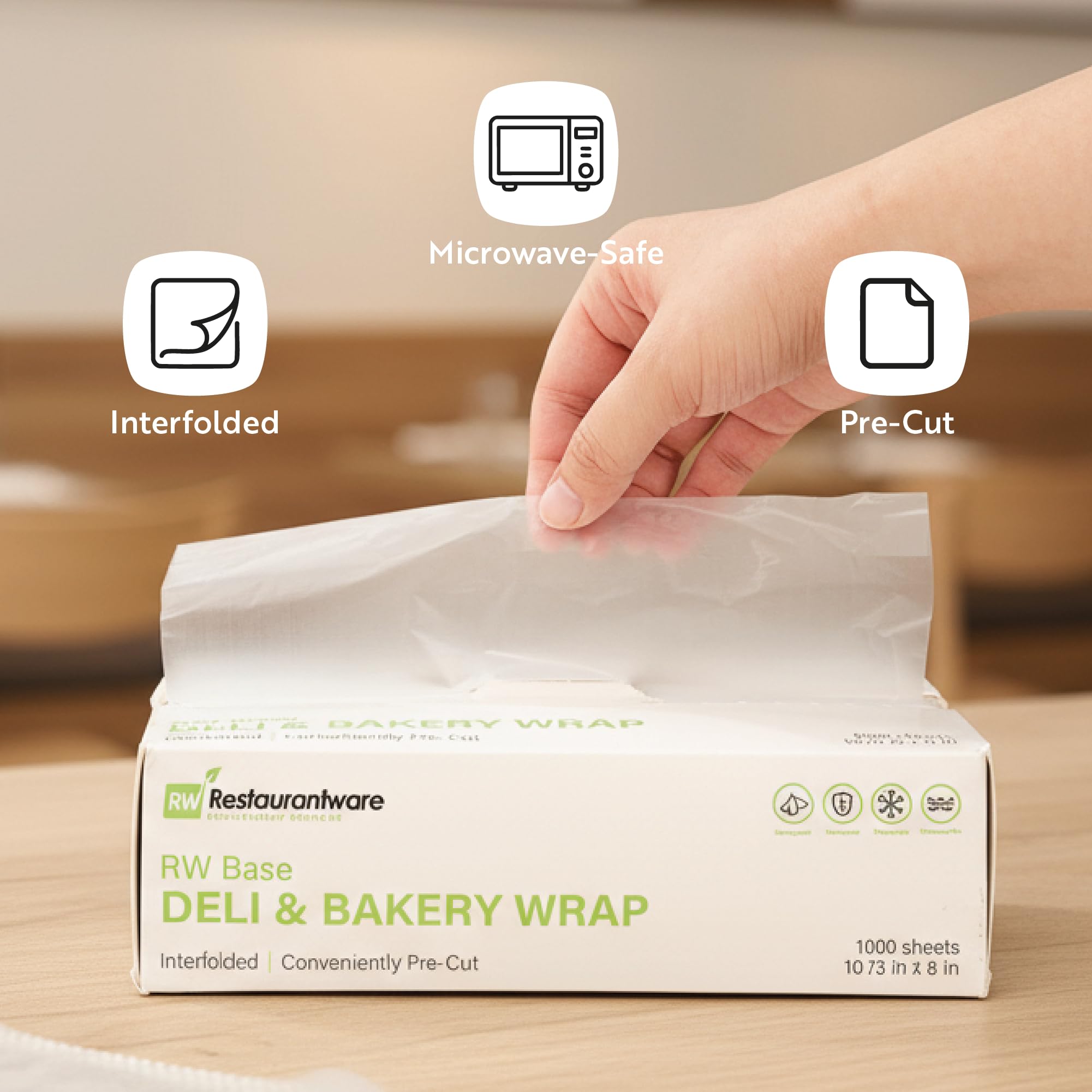 Restaurantware Plastic Food Wraps 1000 Pack of 10.75" x 8" Pre-Cut Clear Sandwich Wraps Disposable Pop-Up Microwavable Freezable Greaseproof Food Covers for Burgers, Snacks, and Take Out