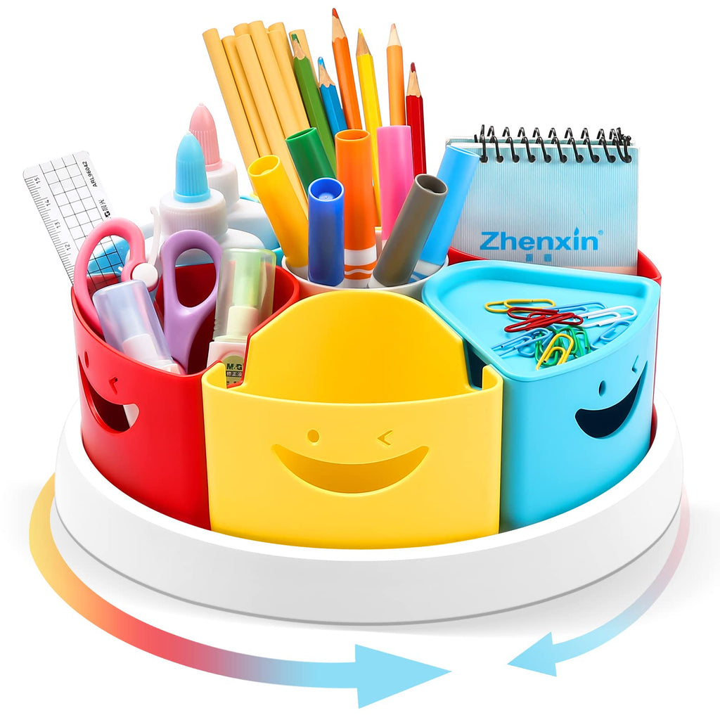 MeCids Rotating Desk Organizer Pencil Holder Art Supply Organizer Storage Caddy for Kids, Lazy Susan Home Office School Classroom Craft Supplies Desktop Organization, 10 Inch