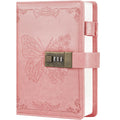 Diary with Lock, Journal for Women Girls, Vintage Refillable Secret Journal, Locking Notebook Gift for Girls with Combination Lock, 5.3'' x 7.8'' (Pink)