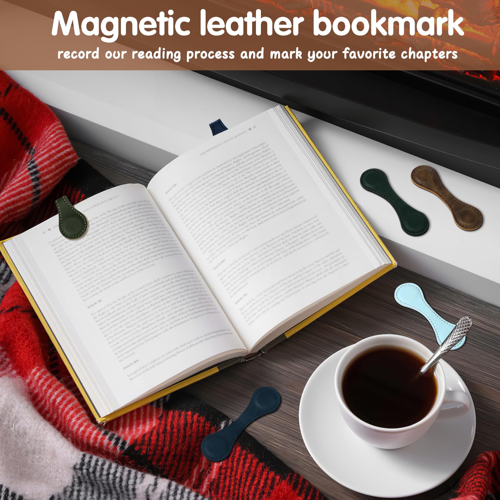 Draupnir 12 Pieces Magnetic Bookmark, Colorful Leather Book Marks, Page Markers, Magnetic Book Mark Clip Gift for Reading Women, Men, Books Lovers, Kids, Readers Accessories (06006)