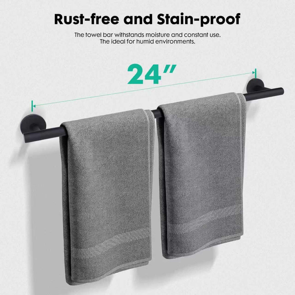 Modern 24 inch Towel Bar Matte Black,Stainless Steel Towel Racks for Bathroom Wall Mounted,Bathroom Towel Holder Black,Towel Rod