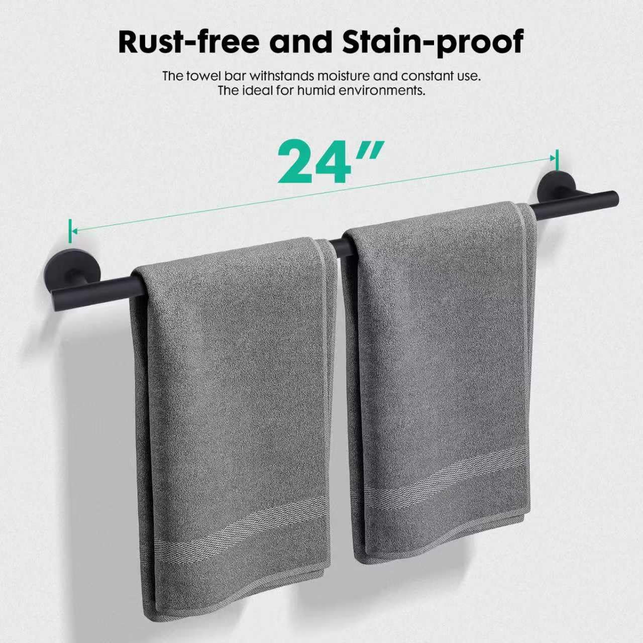 Modern 24 inch Towel Bar Matte Black,Stainless Steel Towel Racks for Bathroom Wall Mounted,Bathroom Towel Holder Black,Towel Rod