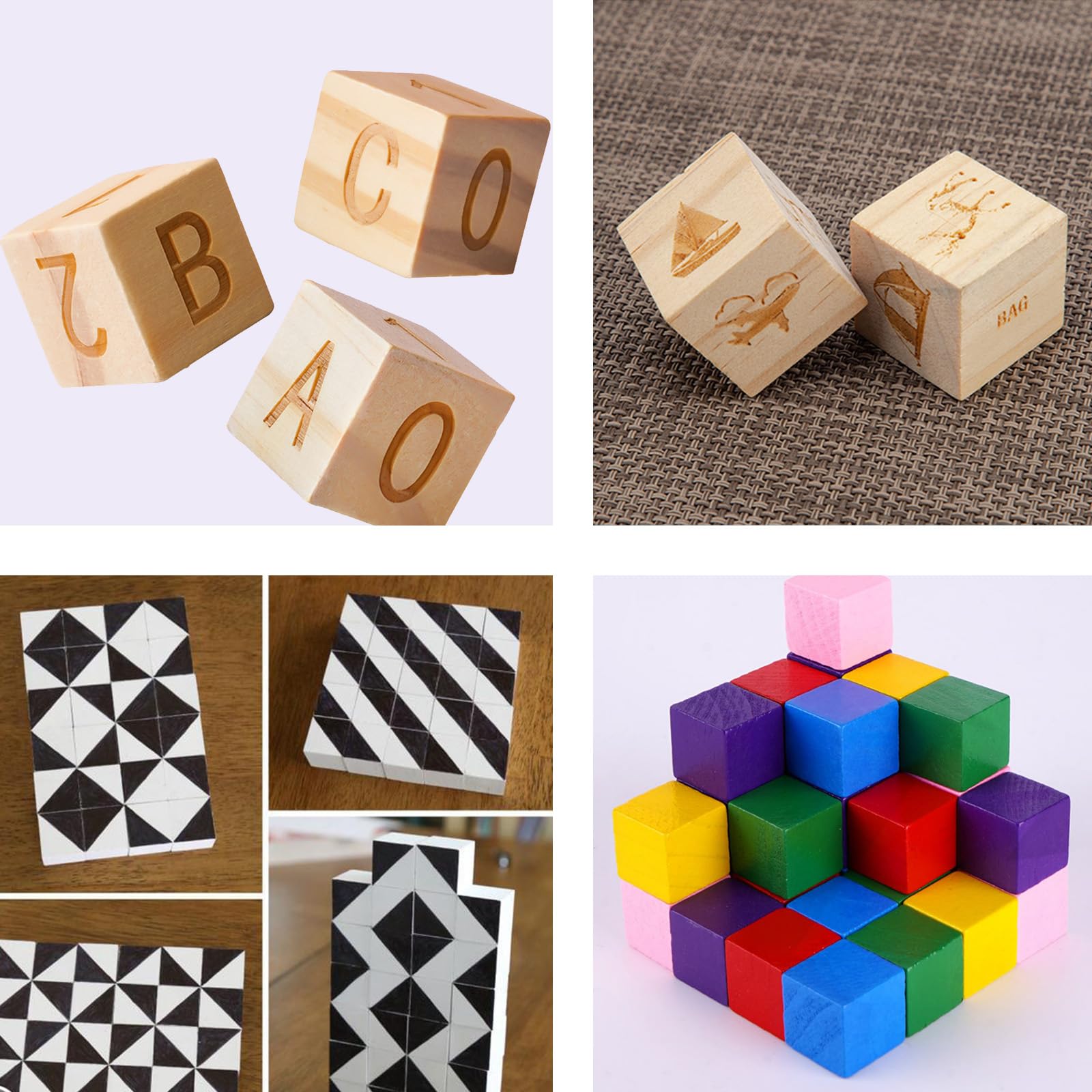 PLAZOTTA 30 Pack 2 Inch Unfinished Wooden Cubes Wooden Blocks, Blank Pine Wood Blocks for Crafts Making
