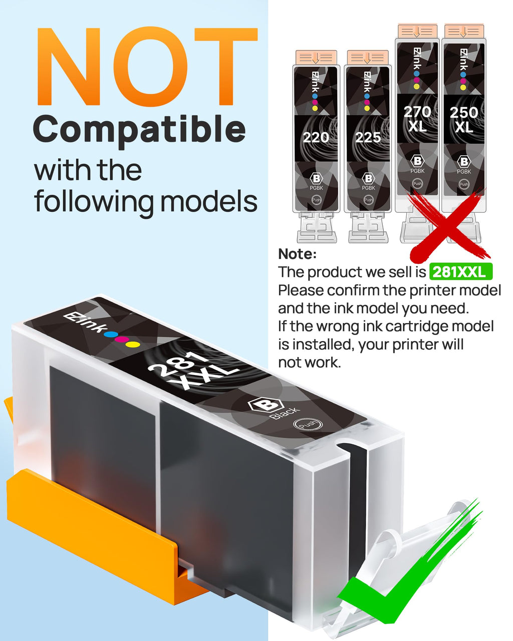 15 Pack E-Z Ink for Canon Printer Ink 280 281 Cartridge 280XL Replacement for Canon 281 XXL PGI-280XXL CLI-281XXL with PIXMA TR7520 TR8520 TS6120 TS6220 TS6320 TS8120 TS8220 TS9120 TS9520 Printer