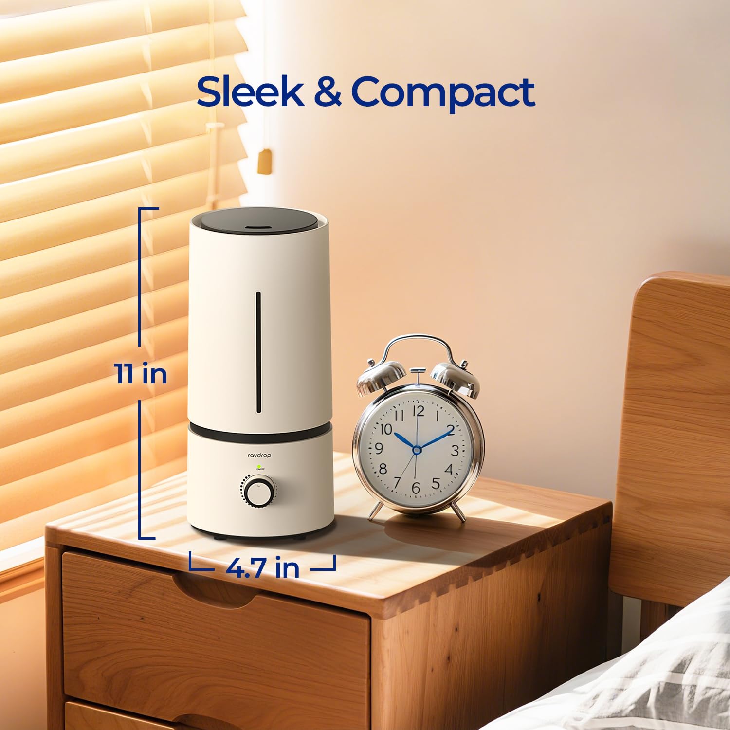 raydrop Cool Mist Humidifiers for Babies, 1.70 L Quiet and Small Ultrasonic Humidifier for Bedroom Nightstand, Space-Saving, Auto Shut Off
