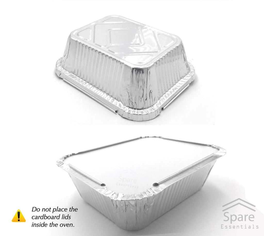 55 PACK - Aluminum Foil Pan Containers with Lids Take Out Pans Food Containers Disposable Easy Pack From Spare – 1Lb Capacity 5.5" x 4.5" x 1.9" – SMALL Size