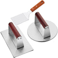 Stainless Steel Burger Press Kit, Heavy-Duty Thicken Smash Burger Press with Heat Resistant Wooden Handle Grill Press Bacon Sandwich Meat Press Non-Stick Bacon Press, 6.3 Inch