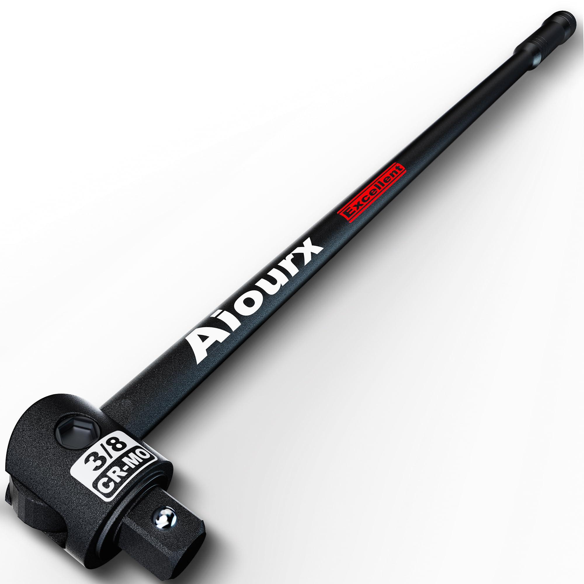 Aiourx 3/8" Drive 17.5-Inch Breaker Bar, 250° Heavy Duty Head, Ball Lock Function, CR-MO Steel, Striking Laser Specification, High Temperature Quenching Rod Body, Auto Repair, DIY