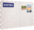 Scalloped Felt Bulletin Board, 24 x 18 Inches Pin Cork Board with 20 Pushpins - Decorative Cork Alternative for Wall, Foldable Picture Self Adhesive Vision Prayer Board - Oatmeal