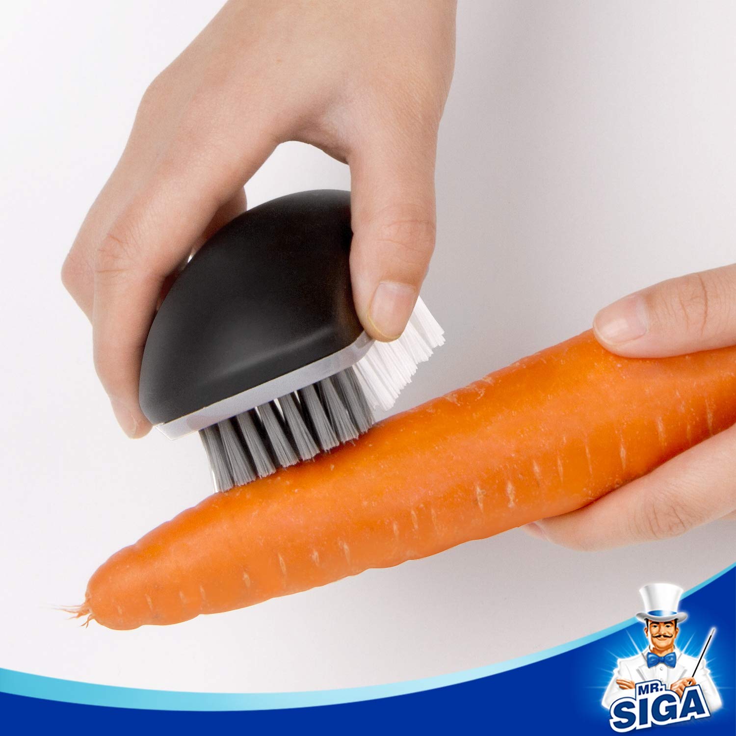 MR.SIGA Fruit and Vegetable Cleaning Brush, Pack of 2, Black