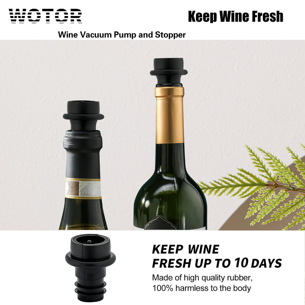 WOTOR Wine Stoppers Vacuum, Silicone Wine Saver & Preserver, Reusable Bottle Sealer, Keep Fresh (Black, 24 Pieces)