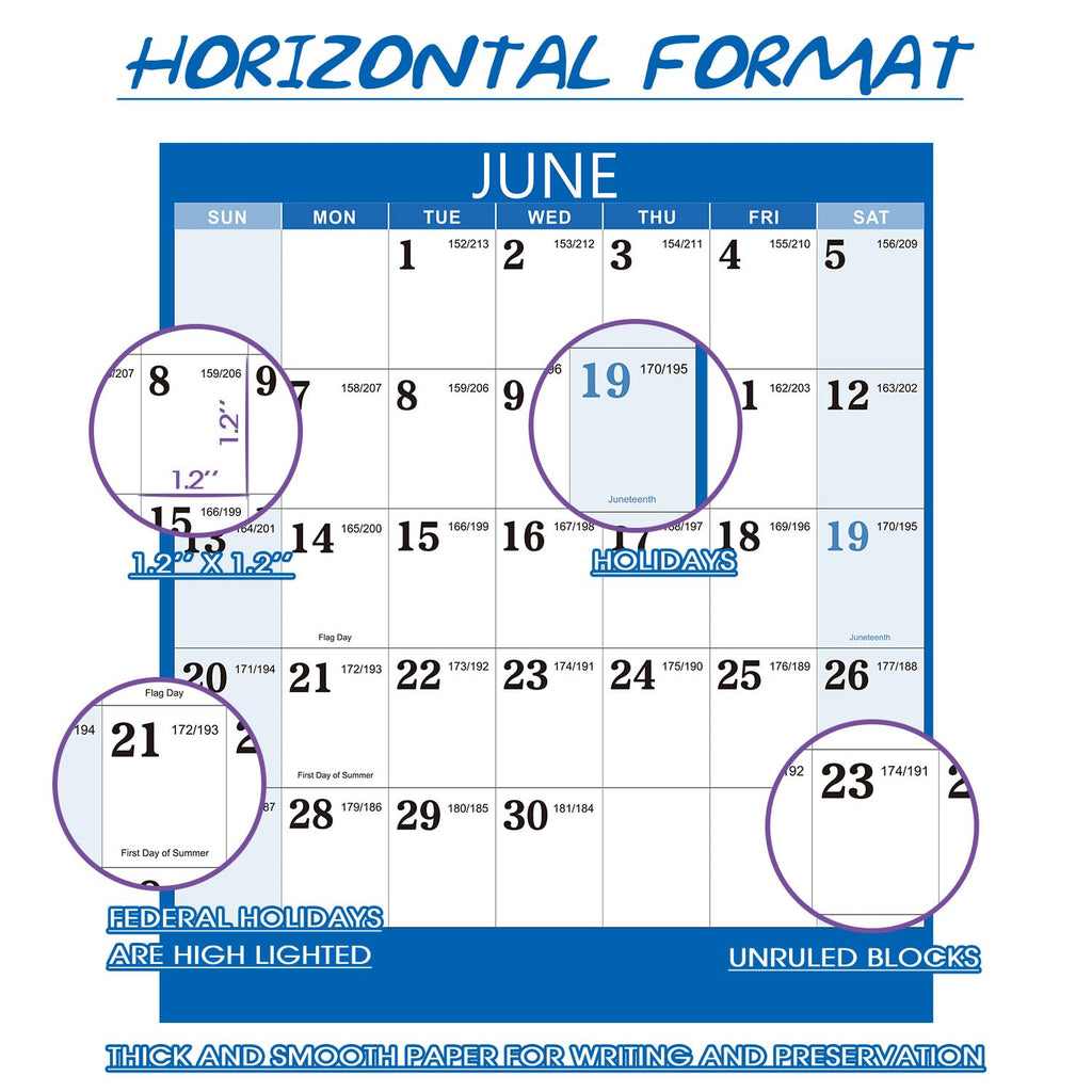 2026-2027 Yearly Wall Calendar - 2026-2027 Calendar, July 2026 - June 2027, Yearly Calendar/Planner, 34.3" x 22.8"(Open), Wall Calendars 26-27 with Double-Sided Round Sticks - Colorful