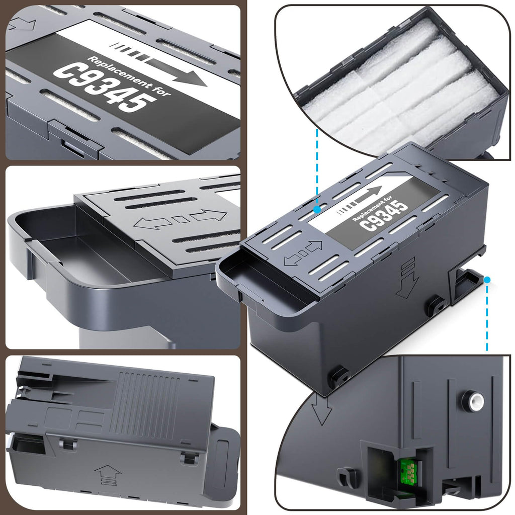 C9345 Ink Maintenance Box Replacement for Epson ET-8550 ET-8500 ET-5850 ET-5800 ET-16600 ET-16650 ET-5880 WF-7840 WF-7310 WF-M4119 WF-M4619 WF-7820 Printer, for Ecotank C9345 Maintenance Box (2 Packs)