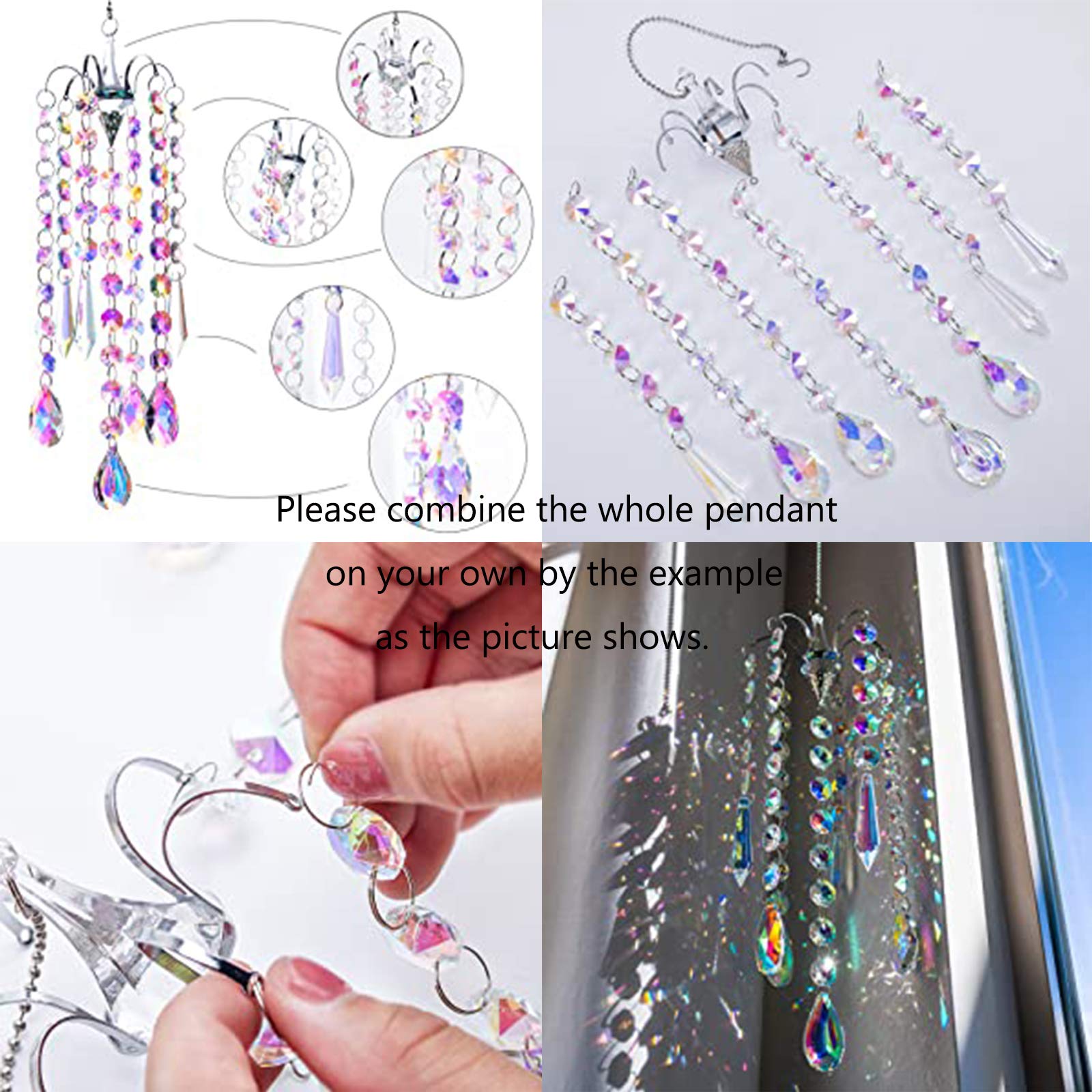 H&D Hyaline & Dora Chandelier Wind Chimes AB Coating Crystal Prisms Hanging Suncatcher Pendant Home Decor Gifts