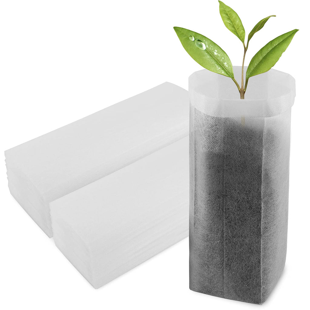 EnPoint Nursing Growing Pouch, 100 PCS 7.8 x 13.7 Inches Breathable Non-Woven Plants Nursery Grow Bags, Aeration Fabric Seedling Pots Container for Vegetable, Flower, Plant Grow