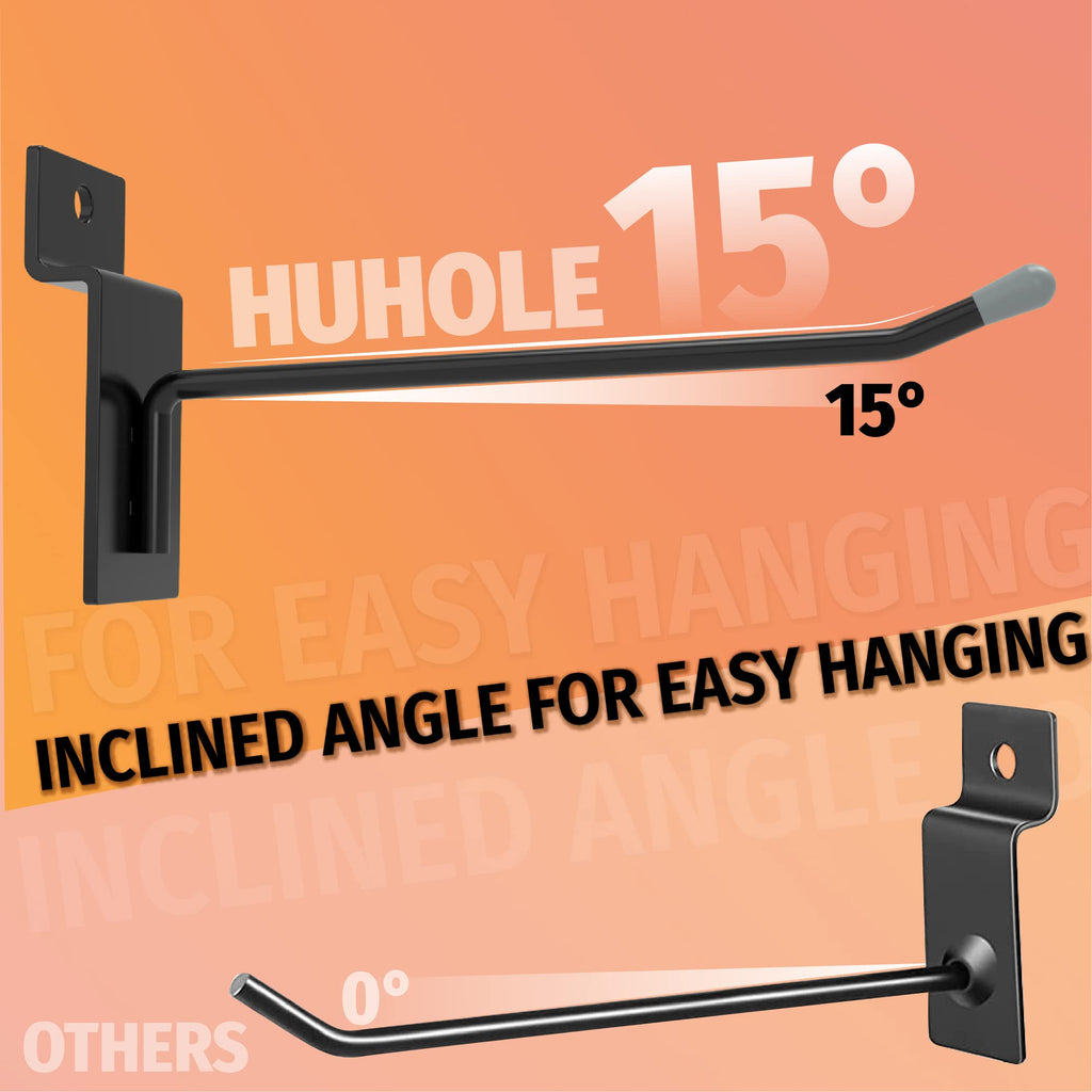 HUHOLE Black Slatwall Hooks 4 Inch, 50PC, Slatwall Accessories, Slat Wall Hooks, Slat Wall Accessories, Load Up to 20lbs 4" Skin Slatwall Hook 50PC