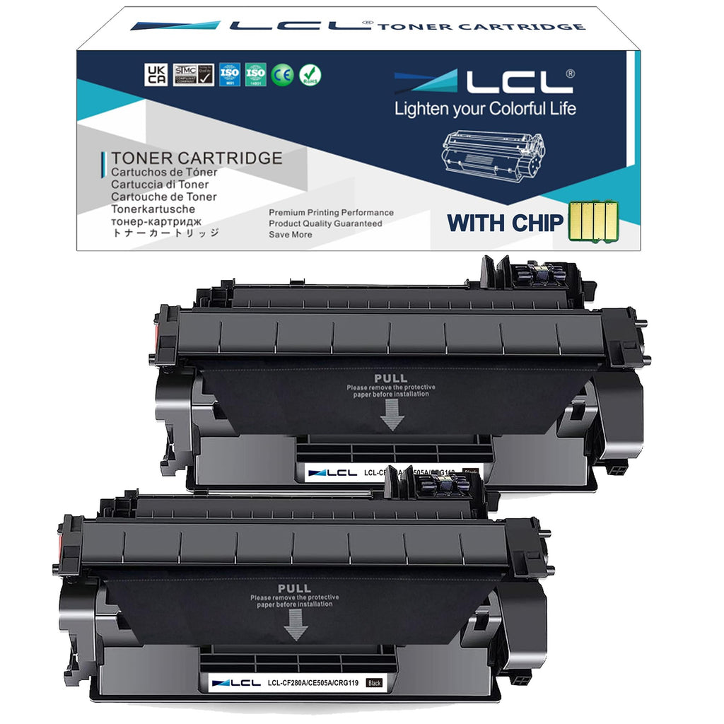 LCL CE505A Black Toner Cartridge Replacement for HP 05A CE505A CE505X for HP LaserJet P2030 P2035 P2035n P2050 P2055 P2055d P2055dn P2055x Printers (2-Pack)