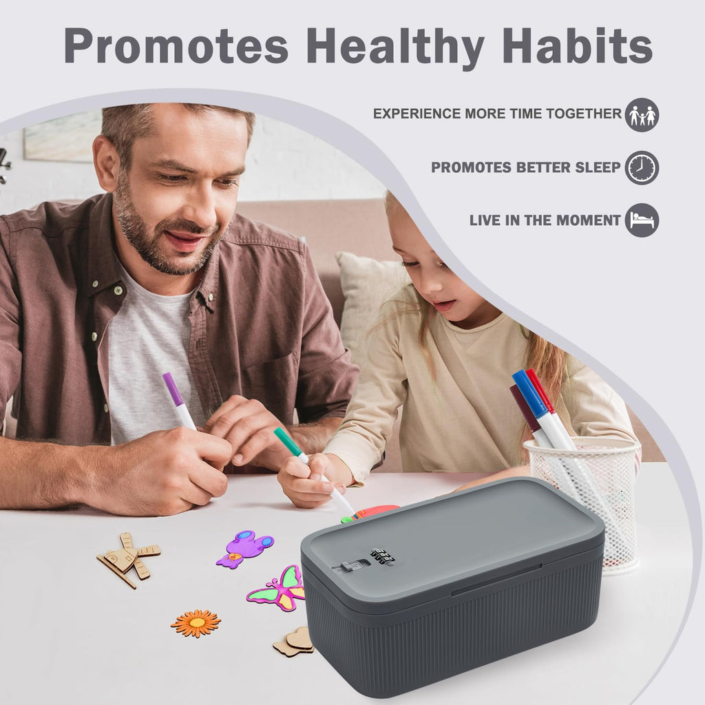 Lockable Storage Box, Small Lock Box with Locking Lid for Phone/Medicine Safe/Food Home/Fridge/Office/Personal Items/Travel/Gift,9.25 x 5.04 x 3.62’’