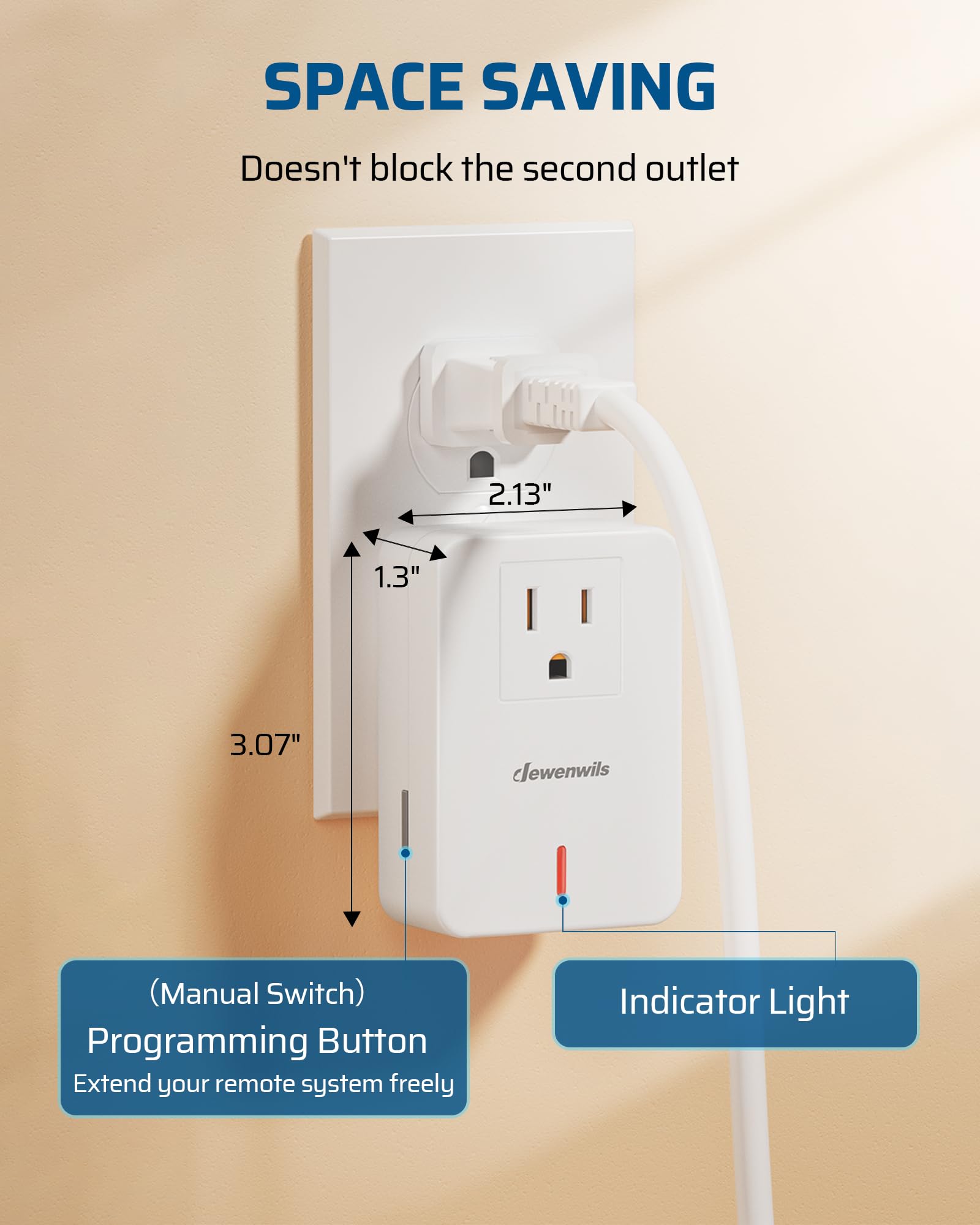 DEWENWILS Remote Control Outlet Wireless Wall Mounted Light Switch, Electrical Plug in on Off Power Switch for Lamp, No Wiring, Expandable, 100 Feet RF Range, ETL Listed