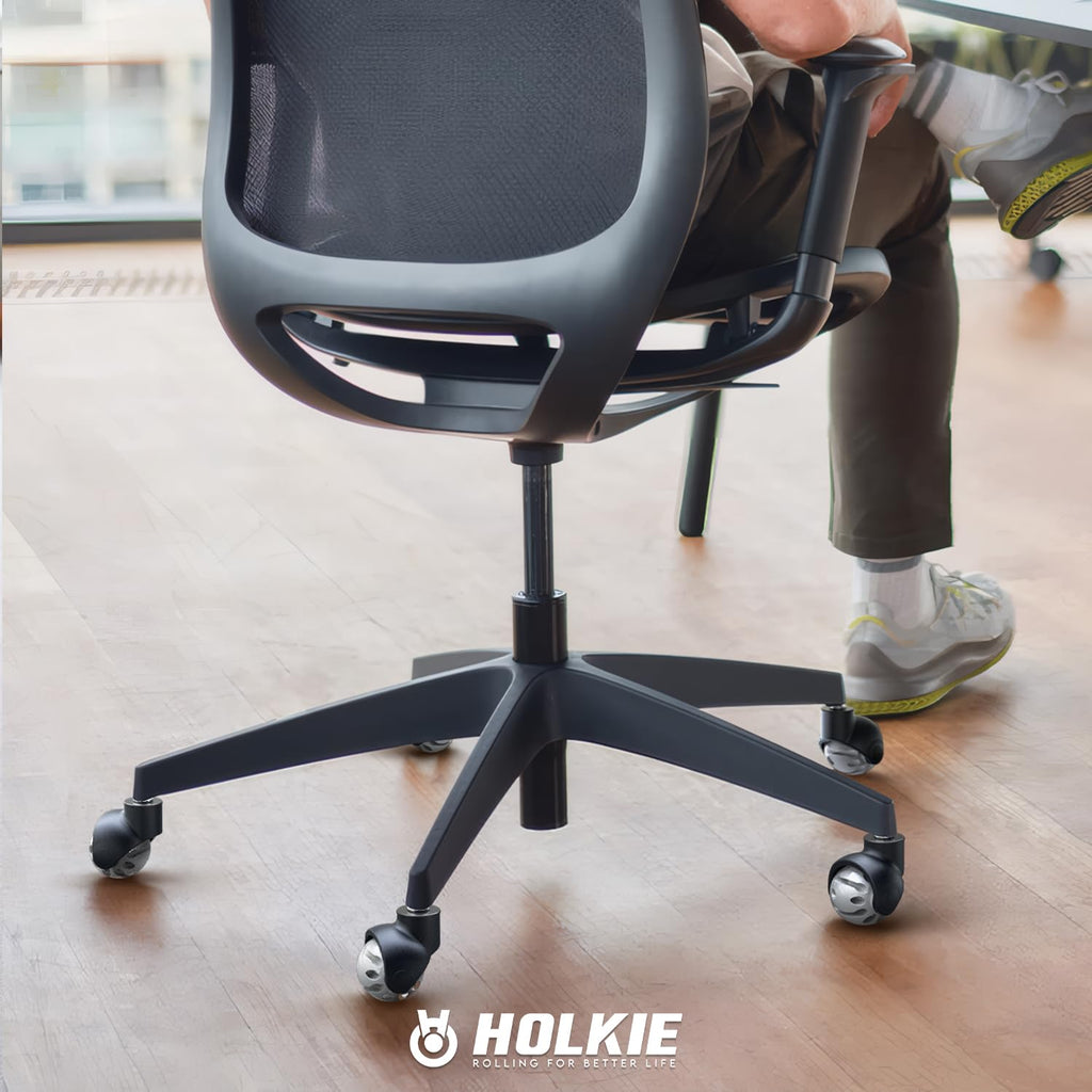 HOLKIE Office Chair Wheels Replacement 11x22mm Universal Fit 2 Inch Rubber Heavy Duty Casters for Carpet Hardwood Floors Gaming Desk Chair Roller Wheels Set of 5 Grey Smooth & Silent
