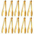 Worldity 10 Pack Gold Serving Tongs, Non-Slip & Easy Grip Golden Kitchen Utensils, Stainless Steel Gold Serving Tongs for Buffet, Salad Tongs for Bread, Fruit, Ice, Appetizer, Barbecue