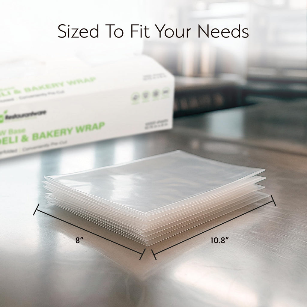 Restaurantware Plastic Food Wraps 1000 Pack of 10.75" x 8" Pre-Cut Clear Sandwich Wraps Disposable Pop-Up Microwavable Freezable Greaseproof Food Covers for Burgers, Snacks, and Take Out