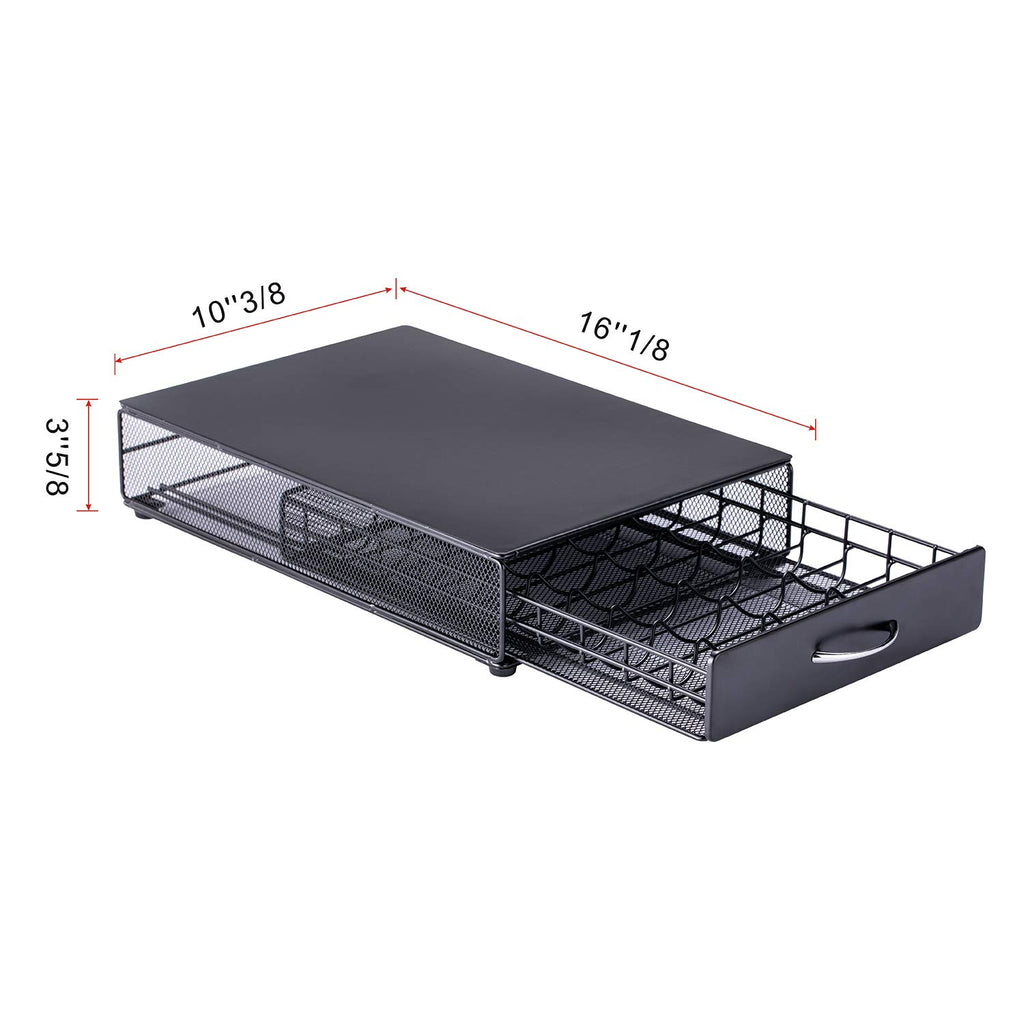 FlagShip Vertuo Pod Holder Storage Drawer for Nespresso Vertuo Capsule Organizer Drawer Tray with Mesh Shelves for Nespresso Vertuo Holder Black Metal (40 Pods Capacity)