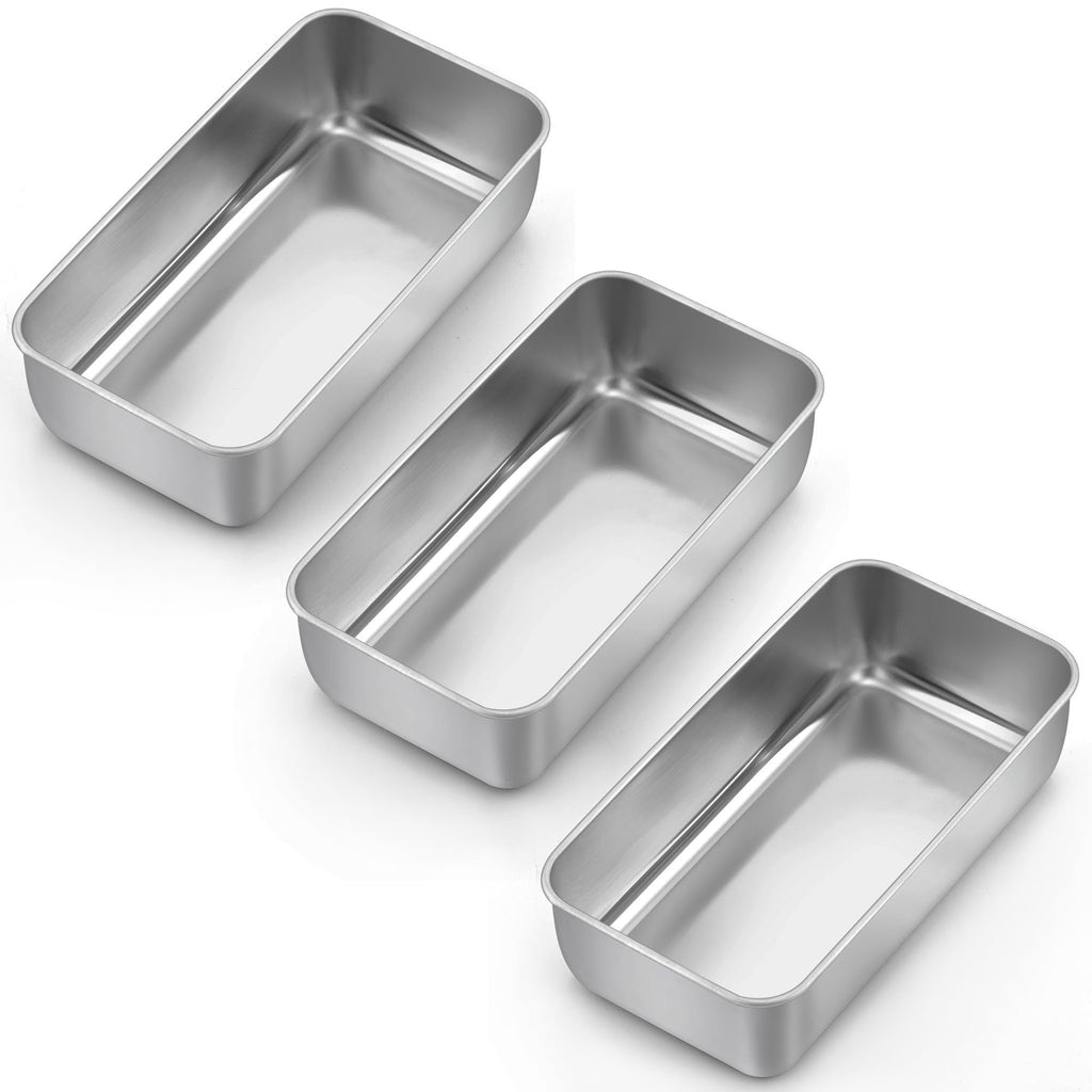 LIANYU 3 Pack Loaf Pans for Baking, 9x5 Inch Stainless Steel Bread Pan, Meatloaf Baking Tin for Homemade Banana Bread, Dishwasher Safe
