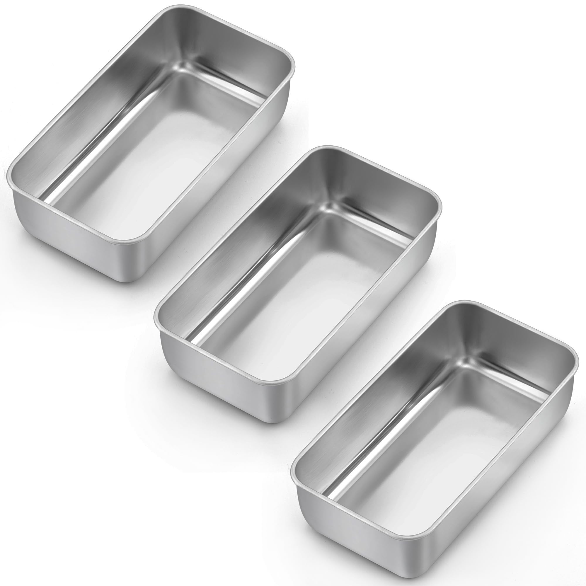 LIANYU 3 Pack Loaf Pans for Baking, 9x5 Inch Stainless Steel Bread Pan, Meatloaf Baking Tin for Homemade Banana Bread, Dishwasher Safe