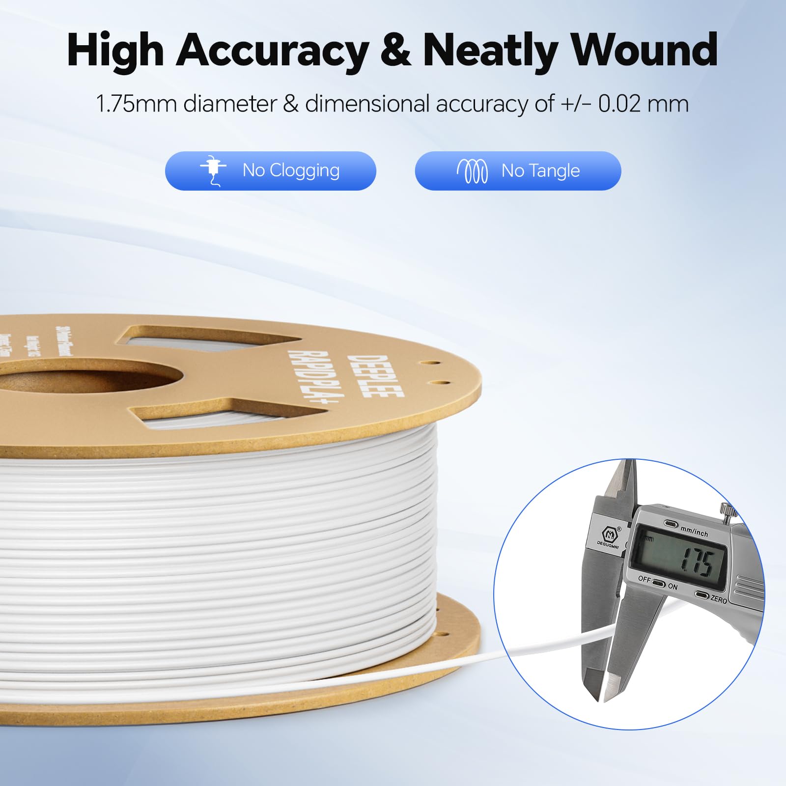 DEEPLEE Rapid PLA Plus Filament 1.75mm, High Speed 3D Printer Filament Up to 600mm/s, PLA+ Filament Dimensional Accuracy +/- 0.02 mm Fits Most FDM 3D Printer, Cardboard Spool Black 1kg