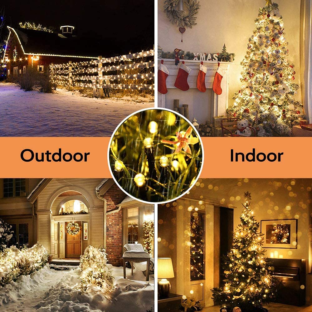 Solar String Lights Outdoor, 98.4ft 300 LED Solar Fairy Lights 8 Modes Waterproof Solar Powered Lights for Garden, Patio, Home, Party, Wedding, Holiday, Tree, Outdoor Decor (Warm White)
