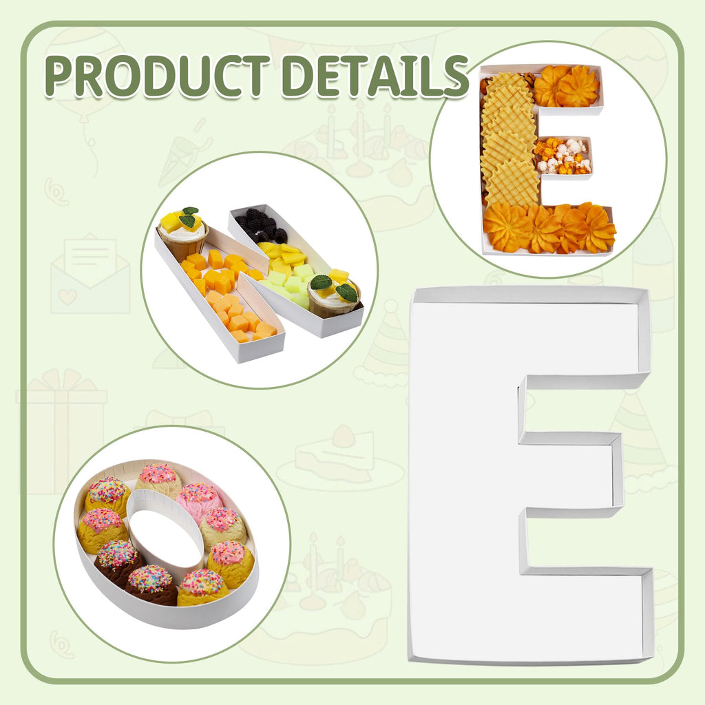 KitChocoLot One Charcuterie Board Letters, 3 Pack, 10 Inch Fillable Cardboard Letters for Charcuterie, White Paper Mache Letter Tray for 1th Aniversary, Birthday Party Decoration