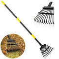 Rake for Leaves, Leaf Garden Rake, Yard Rakes for Lawns Heavy Duty, Metal Tools with 9" Small Narrow Rake Head, 37”-79” Adjustable Long Handle, 11 Steel Tines, Quick Clean up Rake for Shrub, Camping